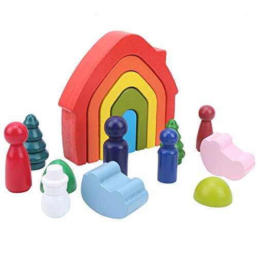 HappyFit Bausteine ​​Spielzeugset Kinderbauspielzeug Baby Kreativität Lernspielzeug (Rainbow House Set) von HappyFit