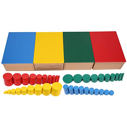 HappyFit Buntes Zylinderspielzeug aus Holz für Kinder, sensorischer Unterricht, Früherziehung, Kinderspielzeug von HappyFit