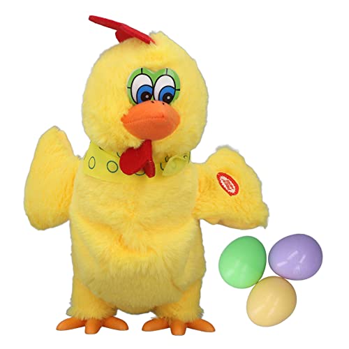 HappyFit Elektronisches Plüsch-Hühnerspielzeug, 3 Eier Legen, tanzende Musik, Stofftier-Huhn für Kinder (30cm) von HappyFit