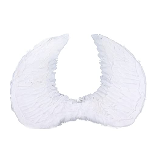 HappyFit Federflügel Erwachsene Kinder Cosplay Vivid Wing Kostümzubehör für Halloween Weihnachtsfeier (Kleine weiße Größe 45x35) von HappyFit