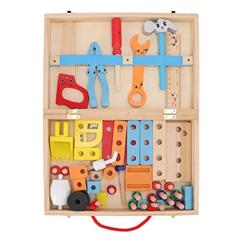 HappyFit Holz-Werkzeugkasten, Spielzeug, feine Verarbeitung, DIY-Werkzeugkasten, Puzzle-Spielzeug, pädagogische Konstruktion, Kinderspielzeug von HappyFit