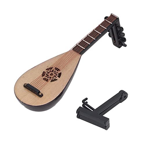 HappyFit Laute Modell Ornamente Simulation Pipa Chinesische Gitarre Saiteninstrument Dekor Miniatur Musikinstrumente für Puppenhaus von HappyFit