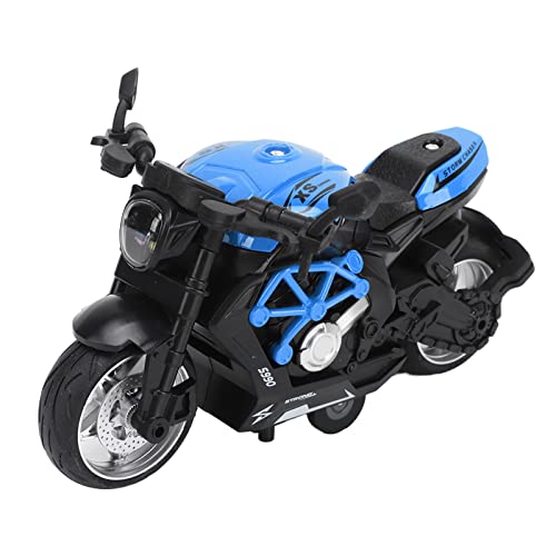 HappyFit Legierungs-Motorradmodell, hohe Simulation, Cooler Sound, Licht, zurückziehbares Motorrad-Spielzeug für Kinder (Blau) von HappyFit