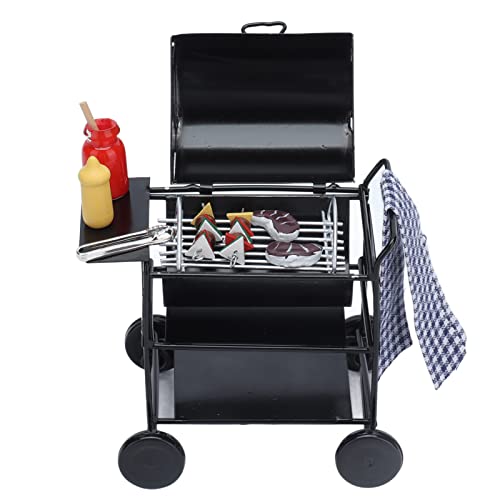 HappyFit Mini-BBQ-Grill, 1:12 Miniaturszene, exquisites, schönes, lebendiges Küchenmöbel-Modell, Puppenhaus-Zubehör von HappyFit