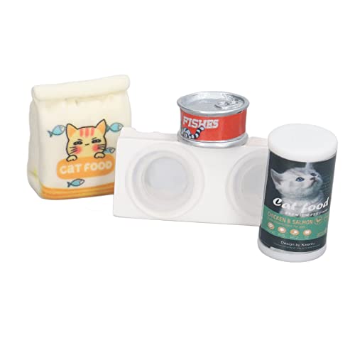 HappyFit Miniatur-Futternapf für Katzen, lebensecht, schadstofffrei, 1/12 Puppenhaus, Haustier-Leckerli-Schüssel-Set für die Gartenküche (B) von HappyFit