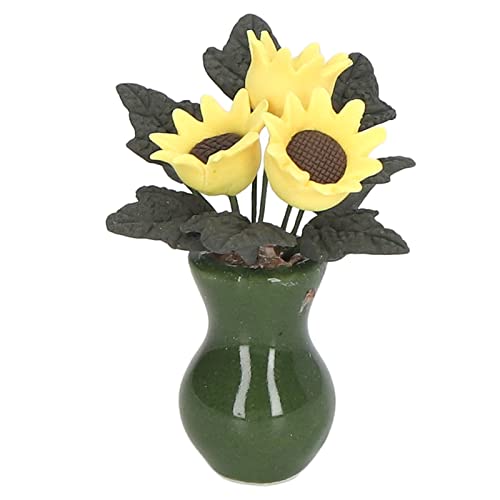 HappyFit Miniatur-Vase, Ornament, Puppenhaus, Sonnenblumen-Dekor, Kunstharz, Blumenmodell für 1:12 Puppenhaus von HappyFit