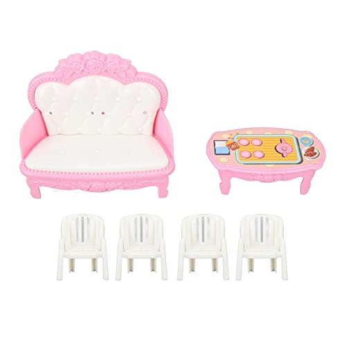 HappyFit Miniatur-Wohnzimmermöbel-Simulationssofa, Couchtisch, Stuhl, Möbelmodell-Set für 1/16 Puppenhaus (Stil 2) von HappyFit