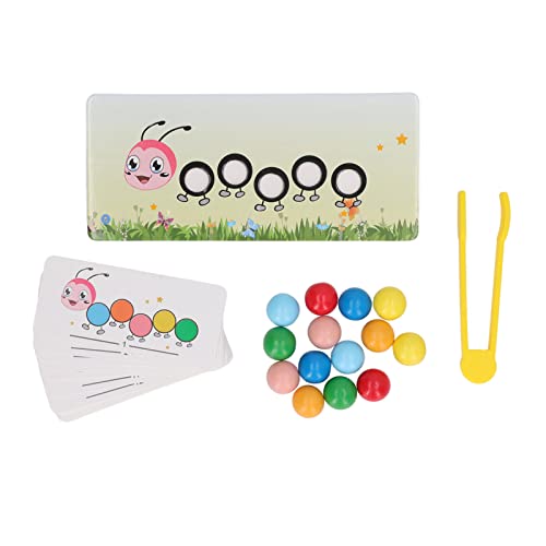 HappyFit Raupen-Clip-Perlen-Spielzeug, Holzwurm, Raupenmuster, Clip-Perlen-Spielzeug für Kinder, Farbsortierung, passendes Spiel von HappyFit