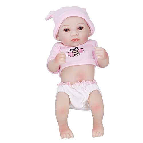 HappyFit Simulierte Babypuppe für Mädchen, weiches Silikon, tolles Handgefühl, wasserdicht, perfektes , Heimspielzeug, Puppe, 28 cm (Mädchen mit offenen Augen) von HappyFit