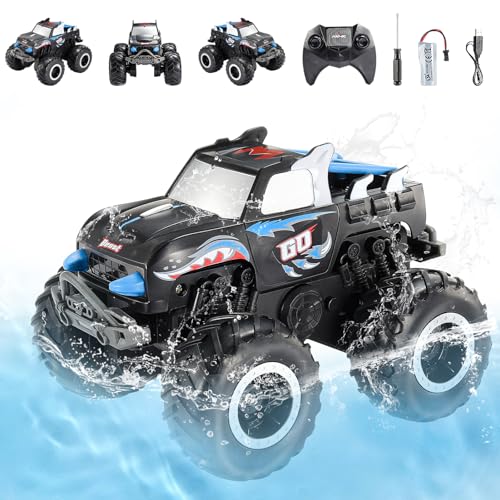 HappyGoLucky Amphibienfahrzeug Ferngesteuertes Auto ab 4 5 6 7 8 9 Jahre, Monstertruck Ferngesteuert Weihnachten Geschenk Kinder Spielzeug ab 5 6-10 Jahre Jungen Spiele ab 3 4-6 Jahren von HappyGoLucky