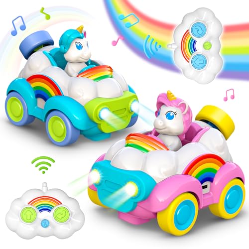 HappyGoLucky Ferngesteuertes Auto ab 2 3-5 Jahre, Spielzeug ab 2 3 4 5 Jahre Mädchen Einhorn Geschenke für Mädchen Weihnachten Geschenk Kinder Geschenk Junge 3 4 5 Jahre Einhorn Spielzeug von HappyGoLucky