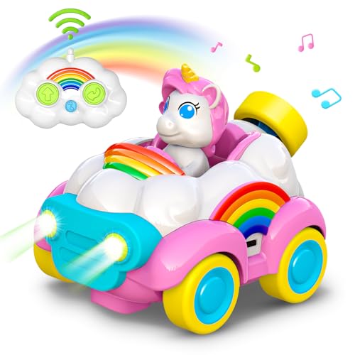 HappyGoLucky Spielzeug ab 2 3-5 Jahre, Ferngesteuertes Auto ab 2 3-5 Jahre Einhorn Geschenke für Mädchen Kinderspielzeug ab 2 3 4 Jahre Geschenk Mädchen 2 3 4 5 Jahre Auto Spielzeug von HappyGoLucky