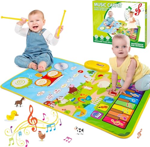 HappyGoLucky Spielzeug ab 1 2 3 Jahre Junge, Kinderspielzeug ab 1 2 3 Jahre Baby Spielzeug Geschenk Mädchen 1 2 3 Jahre 1. Geburtstag Junge Musikmatte Kinder ab 1 Jahr Weihnachten Geschenke für Kinder von HappyGoLucky