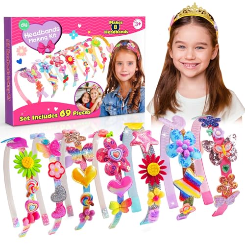 HappyKidsClub Geschenk Mädchen 5-11 Jahre, Bastelset Kinder 3 4 Jahre Haarreifen Mädchen Basteln Spielzeug ab 6 5 6 7 8 9 10 11 12 Jahre Mädchen Haarschmuck Kindergeburtstag von HappyKidsClub