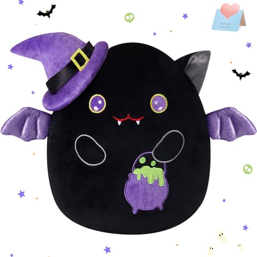 HappySpot 25,4 cm großes Halloween-Fledermaus-Plüschtier mit Hut, niedliche Halloween-Weihnachtsdekoration von HappySpot