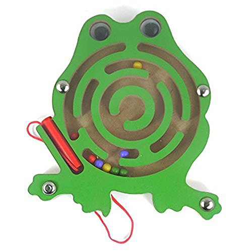 HappyToy Tier Mini Wooden Runde Magnetische Wand Nummer Maze Interaktive Labyrinth Magnet Perlen Labyrinth auf Brettspiel Stadt Verkehr Eduactional Handcraft Toys (Frosch) von HappyToy