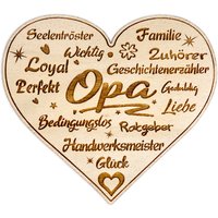 Blumenstecker & Pflanzenstecker als graviertes Holzherz für OPA ohne Stiel von Happygoods GmbH