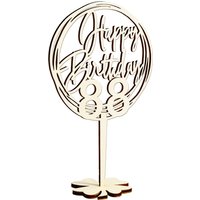 Cake Topper 88. Geburtstag, Holz mit Schriftzug Happy Birthday und Fuß, nach der Torte auf den Tisch von Happygoods GmbH