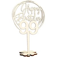 Cake Topper 99. Geburtstag Motiv Geflecht aus Holz geschnitten von Happygoods GmbH