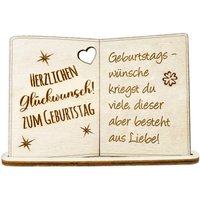 Geburtstagskarte Holz mit Standfuß & Geburtstagswunsch: Geburtstagswünsche kriegst du viele, dieser  aber besteht aus Liebe! von Happygoods GmbH