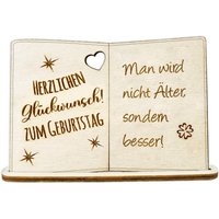 Geburtstagskarte Holz mit Standfuß & Geburtstagswunsch: Man wird nicht Älter, sondern besser! von Happygoods GmbH