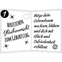 Holzkarte mit Standfuß und versch. Geburtstagssprüchen Geburtstagsspruch: Möge dein Lebensbaum wachsen, blühen und dich mit Glück und Zufriedenheit erfüllen! von Happygoods GmbH