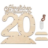 Leuchtender Aufsteller aus Holz zum 20. Geburtstag, mit 20 LEDs von Happygoods GmbH