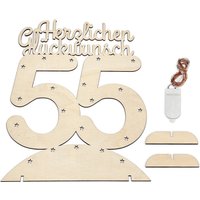 Leuchtender Aufsteller aus Holz zum 55. Geburtstag, mit 20 LEDs von Happygoods GmbH