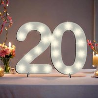 Leuchtender LED-Zahlenaufsteller aus Holz zum 20. Geburtstag, mit 20 LEDs, 39cm x 29cm von Happygoods GmbH