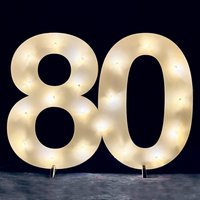 Leuchtender LED-Zahlenaufsteller aus Holz zum 40. Geburtstag, mit 20 LEDs, 39cm x 29cm von Happygoods GmbH