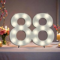 XXL Zahl weiß zum 88. Geburtstag, mit 20 LEDs, ca. 40cm x 30cm von Happygoods GmbH