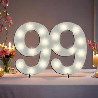 XXL Zahl weiß zum 99. Geburtstag, mit 20 LEDs, ca. 40cm x 30cm von Happygoods GmbH