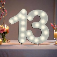 XXL Zahl weiß zum 13. Geburtstag, mit 40 LEDs, ca. 70cm x 50cm von Happygoods GmbH