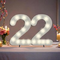 XXL Zahl weiß zum 22. Geburtstag, mit 20 LEDs, ca. 28cm x 20cm von Happygoods GmbH