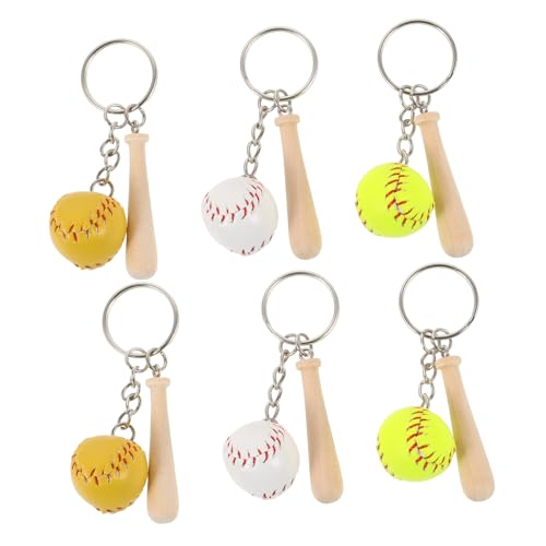 Happyyami 1 Satz Baseball-schlüsselringe Essiggurke Schlüsselanhänger-zubehör Sportthema-partybevorzugung Plüsch Schlüsselanhänger Kirsche Schlüsselanhänger Inhaber Armbänder Pu-leder 6st von Happyyami