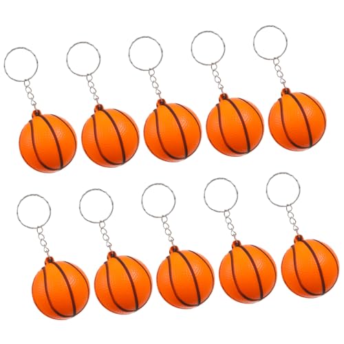 Happyyami 10 Stk Basketball-schlüsselanhänger Korbball Jersey Mini-basketball Schlüsselanhänger- Netz Basketball-partygeschenke Aufkleber Reize Arkade Basketballkorb Plüsch Spiel Orange von Happyyami