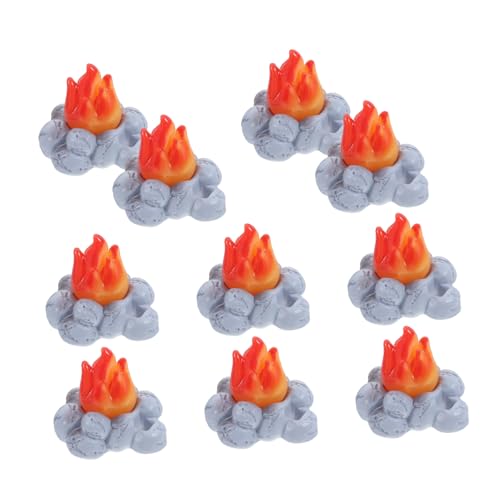 Happyyami 10 Stück Miniatur-Lagerfeuer-Modell, Kunstharz, Mini-Lagerfeuer, Puppenhaus-Dekoration, Mikro-landschaftsdekoration Für Kinder, Rollenspiel-Spielzeug von Happyyami