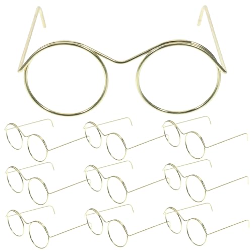 Happyyami Miniatur Puppenbrille Metallrahmen Sonnenbrille Für Puppen Bastelzubehör Für Puppen Perfekte Accessoires Für Puppenhäuser Goldene Große Gläser Ohne Gläser von Happyyami