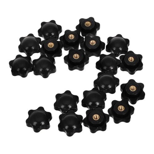 Happyyami 20st Torx- Gerändelter Griff Knopfschrauben Eichelnüsse Verriegelbare Sternknöpfe Bolzenknöpfe Knopfmuttern Flügelknopf Klemmschraube Muttereinsätze Klemmknopf Black Plastik von Happyyami