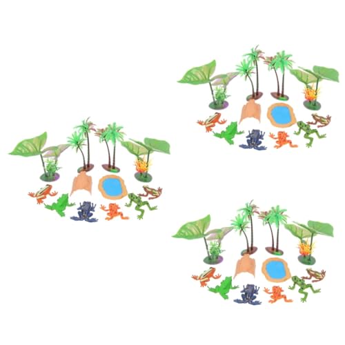 Happyyami 3 Sätze Froschmodellverzierung Badewal Tiere Schwimmbad Gefälscht Fisch Hai Gecko Meeresspielzeug Reptil Mini-frösche Krabbe Frosch Plüsch Froschbonbons Figuren Miniatur PVC von Happyyami