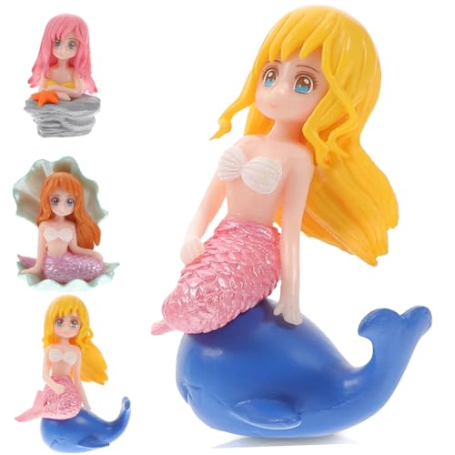 Happyyami 3st Meerjungfrau-Ornamente Für Mädchen Aufdecken Badespielzeug Für Meerjungfrauen Mädchenspielzeug Puppe Aquarium Kostüm Figur Meerjungfrau Geburtstag PVC von Happyyami