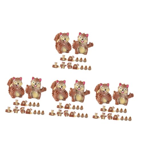 Happyyami 4 Sätze Eichhörnchen-Puppe Mini-tierfiguren Eichhörnchenspielzeug Für Miniaturtiere Zum Basteln Cupcake-Puppen Miniaturfiguren Kleine Figuren Coffee Harz 14 Stück * 4 von Happyyami