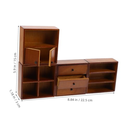 Happyyami 4stücke Miniatur-holzschrank Mit Bücherregal Teiliges Möbel Puppenhaus Sideboard Und Regal Für Heimwerker Und Sammler Happyyami 4stücke Miniatur-holzschrank Mit Bücherregal Teiliges Möbel Puppenhaus Sideboard Und Regal Für Heimwerker Und Sammler von Happyyami