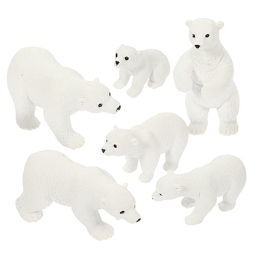 Happyyami 6st Eisbären Mikro Landschaft Kuscheltiere Tragen Miniatur-meerestiere Eisbärenfigur Kinderspielzeug Ausgestopft Polar- Bärenfiguren Kleine Tiere Kleiner Bär Bärendekor Harz Weiß von Happyyami