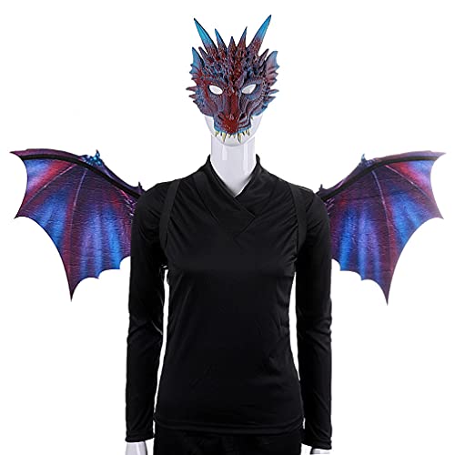 Happyyami Drachenflügel Halloween-Kostüm Drachen-Cosplay-Requisiten Teufelsflügel Dämon-Dino-Maske Für Halloween Mardi Maskerade Party Cosplay von Happyyami