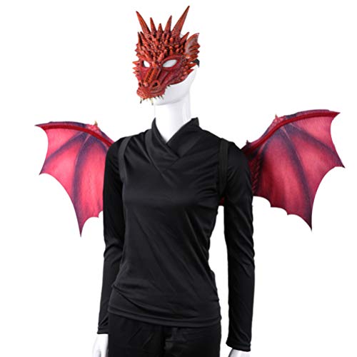 Happyyami Drachenflügel Halloween-Kostüm Drachen-Cosplay-Requisiten Teufelsflügel Dämon-Dino-Maske Für Halloween Mardi Maskerade Party Cosplay von Happyyami