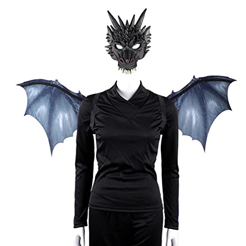 Happyyami Drachenflügel Halloween-Kostüm Drachen-Cosplay-Requisiten Teufelsflügel Dämon-Dino-Maske Für Halloween Mardi Maskerade Party Cosplay von Happyyami