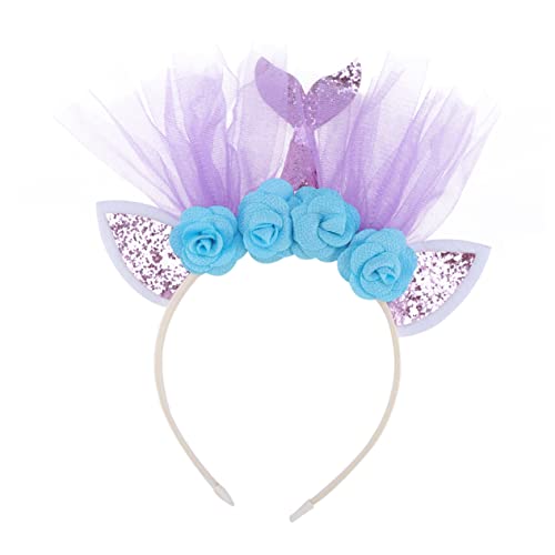 Happyyami Glitzernde Meerjungfrau Haarbügel Mit Blumen Ideales Party Haarband Für Geburtstagsfeiern Und Kreative Bastelprojekte Rosa Mesh Haaraccessoire von Happyyami