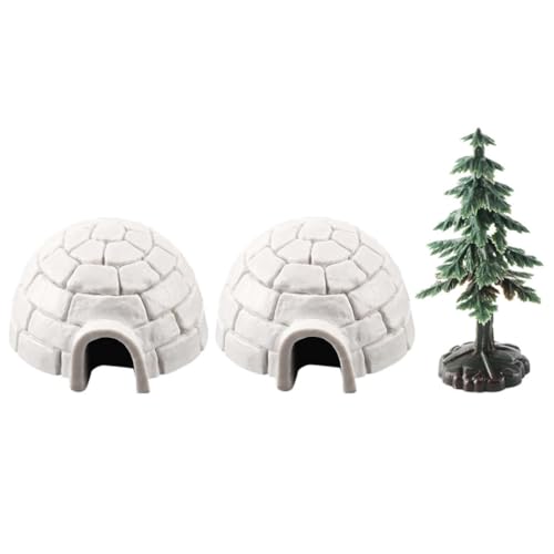 Happyyami Miniatur-Iglu-Figur Mini-Iglu- Lebensechte Eishaus-Modelle -Figuren Mini- -Iglu Mini-Weihnachtsbaum Feengärten Puppenhaus Mikro-Landschaftsdekoration von Happyyami