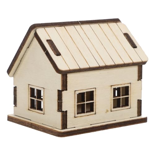 Happyyami Miniaturhaus Mini-Boxbälle Möbelmodell gefälschtes Hemd gefälschter Kragen Cartoon-Kleidung DIY Puppenhaus Miniaturbaukasten Handwerkerhaus aus Holz Holzhaus-Puzzle hölzern Khaki von Happyyami